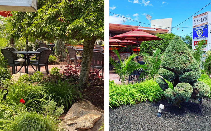 photos of outdoor dining from marias restaurant