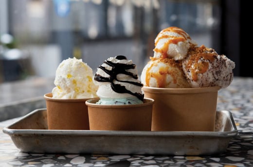 An array of ice cream options from Cafe Panna