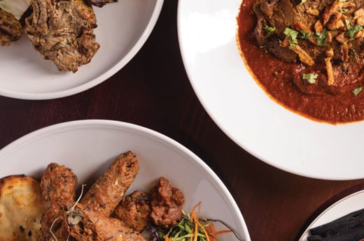 A closeup of several dishes from Veerays
