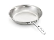 silver pan on white background