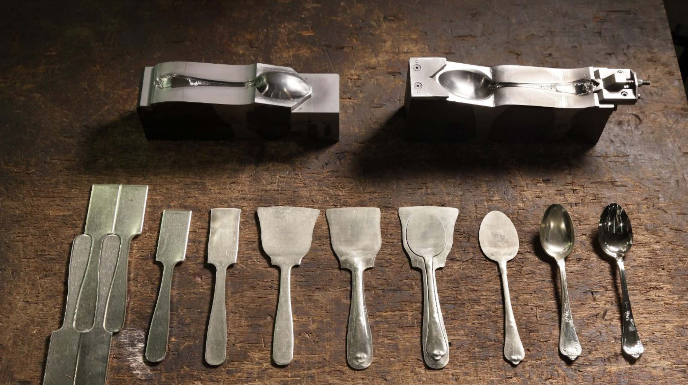 silverware in the process of being molded