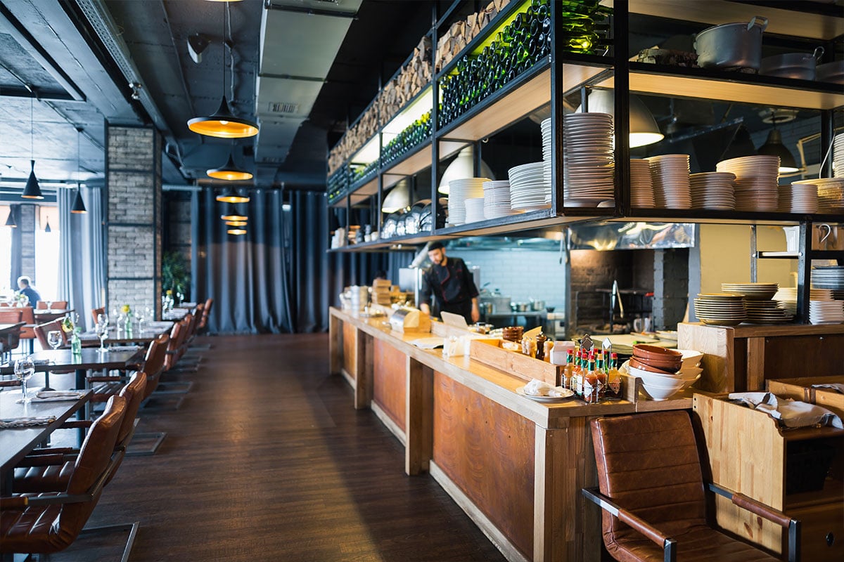 Open Kitchen in Modern Restaurant