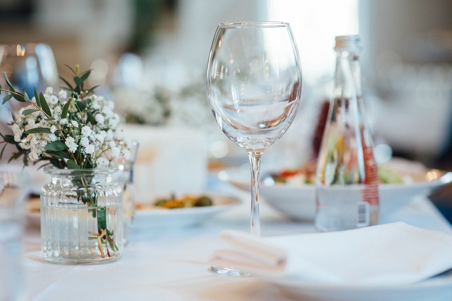 Beautiful Wine Glass on Spring-style table