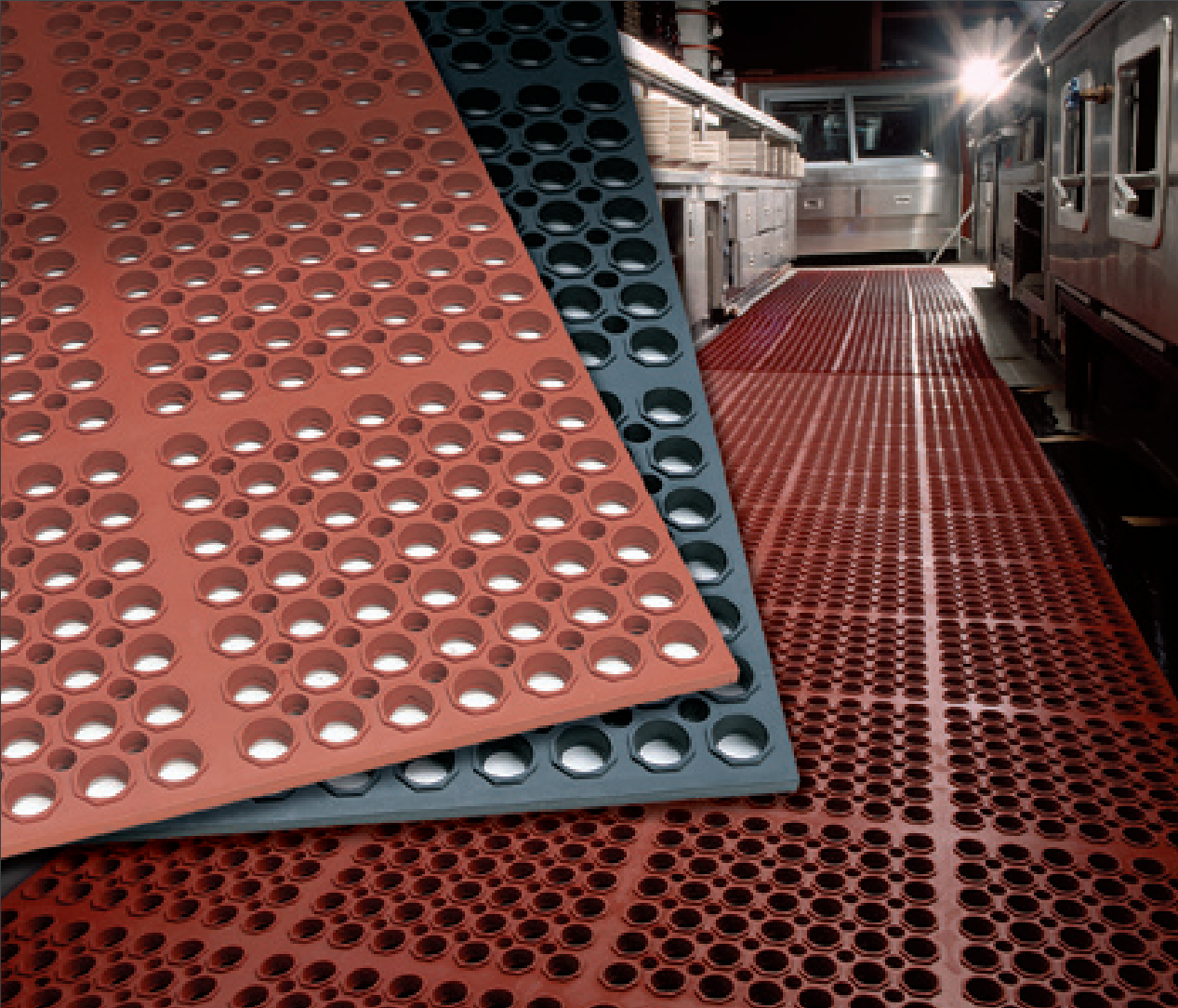 Serve Secure Red Rubber Floor Mat - Anti-Fatigue, Grease-Resistant